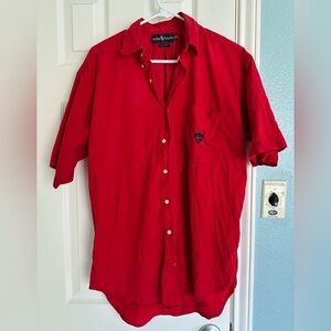 Vintage Ralph Lauren de Mexico Red Button Down Shirt with Golf Crest medium